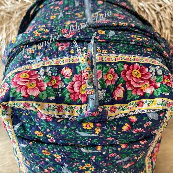 Vintage VERA BRADLEY Bluebird 1998 Original Duffle Bag Blue Green Floral Quilted - Picture 5 of 14